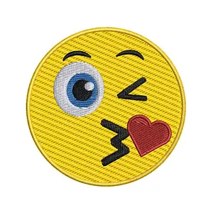 Parche de emoji facial Kissy aplique bordado de hierro para mochila de ropa - Imagen 1 de 12