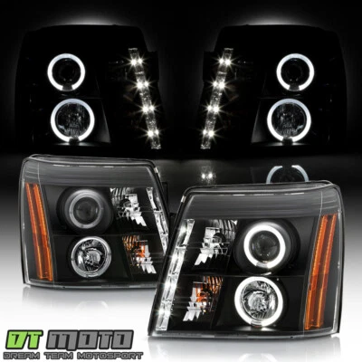 Faros proyectores LED negros de xenón solo HID para Cadillac Escalade DRL 2003-2006 Foto 1 de 4