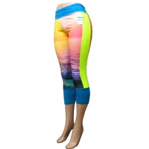 $34.00 Energie Juniors' Catalina Capri Yoga Leggings, Safety Yellow-multi, S - Picture 1 of 8