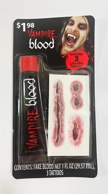 Halloween Vampire Blood / Temporary Fake Scar Tattoo Kit Costume Trick or Treat - Image 1 of 3