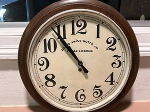 Anglo-Swiss Watch Co. Walnut WALL CLOCK CASE Only Antique 16” Railway Station. - Picture 1 of 12