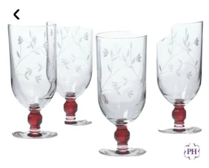 Princess House Moderna Ruby Pedestal Glasses Set of 4, NIB! - Picture 1 of 3