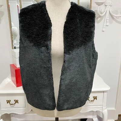 Chaleco de piel sintética negro The Limited elegante talla S bolsillos cálido difuso Foto 1 de 4