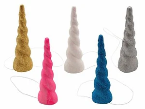 Unicorn Glitter Horn Headwear (5 Pack, Colors Vary) 6.8 in Elastic Headband - Picture 1 of 5
