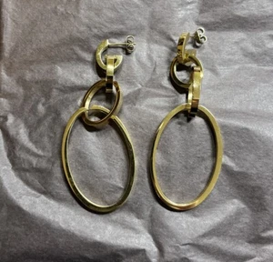 New Vita Fede Cassio Earrings Gold Tone Hoops 3.54” Drop Gold Finish Retail $388 - Picture 1 of 8