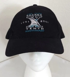 San Jose Sharks Hockey Tenth Anniversary 2001 Baseball Cap Strap Back Vintage - Picture 1 of 6