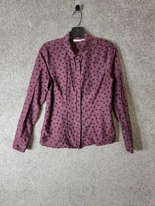Halogen Blouse Top Womens S Purple Black Stars - Picture 1 of 13