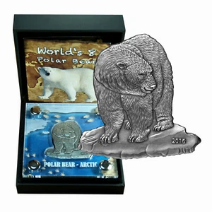 Burkina Faso Coin 1000 Francs 2016 Polar Bear 1 Oz Silver Box CoA Display 02804 - Picture 1 of 5