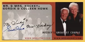 Carta da hockey firmata Gordie Howe autografata Mr & Mrs 7 1/2" x 3 1/2" - Foto 1 di 2