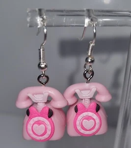 Pair of Pink Minnie Mouse Telephone earrings Handmade 3 cm fun party light - Picture 1 of 3