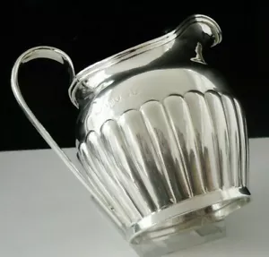 Sterling Silver CRESTED Semi Fluted Cream Jug, Victorian Antique - Picture 1 of 12