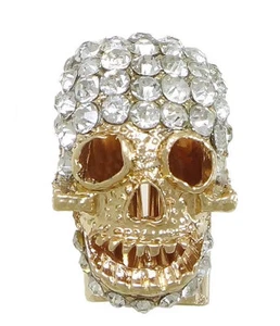 Strass Nieten Goldfarben Paracord Totenkopf Perlen - GIB IHM ETWAS BLING - Bild 1 von 3