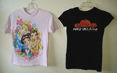 Lot of 2 Girl's Tee Shirts Disney Princess Size M and XS Halloween old navy 2008 - Image 1 of 4