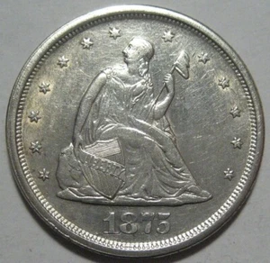 = 1875-S AU+ TWENTY CENT PIECE, Bold LIBERTY, FREE Shipping - Picture 1 of 3