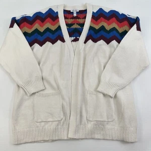 Denim & Co Women’s Size 1X Open Front Chevron Print Cardigan Sweater Jacquard - Picture 1 of 6