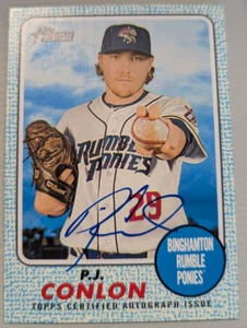 2017 Topps Heritage Minor P.J. Conlon Auto Blue #21/75 - Picture 1 of 3