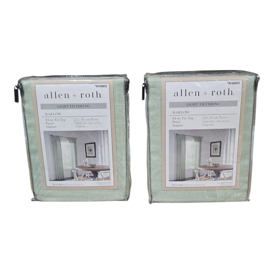 Allen Roth HARLOW 50"x84" SeaGreen Tie Top Panel #4140912