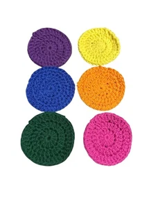 NEW set of 6 handmade round coasters crochet cotton - Picture 1 of 3