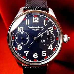 Vintage Wristwatch Excelsior Park Swiss Men's Watch Black Dial Serviced - Picture 1 of 14
