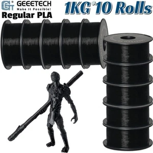 10PCS GEEETECH Regular PLA Black 3D Printer Filament 1.75MM 1KG/Roll Consumables - Bild 1 von 7