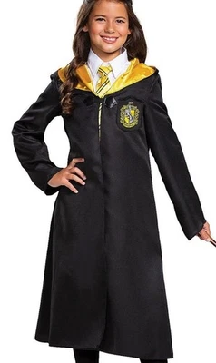Hufflepuff Niños M (7-8) Harry Potter Bata NEGRA AMARILLA Satén CAPUCHA Cresta Emblema M Foto 1 de 4
