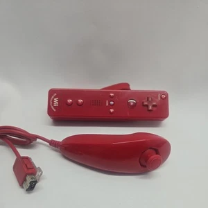 OEM Red Motion Plus Remote Controller NINTENDO WII / U RVL-036 GENUINE + NUNCHUK - Picture 1 of 2