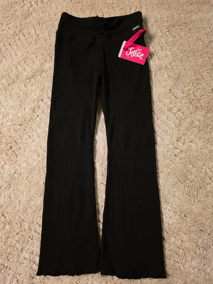 Pantalones negros acampanados Justice Cinch WB niñas talla S 7-8, pasa de Navidad a casual Foto 1 de 2