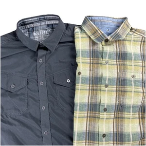 Paquete de 2 camisas de manga corta mediana KUHL para hombre flexor con botones de lino 7277 7115 - Imagen 1 de 24