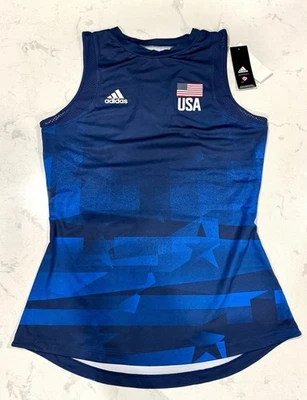 Adidas USA Volleyball PrimeBlue Jersey Team Mesh Tank Top Summer Olympics LT - Image 1 of 4
