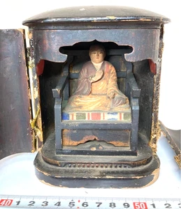 Antigua estatua budista japonesa tallada en madera de colores Kukai Kobodaishi H5,7 pulgadas - Imagen 1 de 12