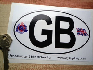 GB ID PLATE Car Sticker 6" RAC & UNION JACK Great Britain Car Van Truck Bike - Picture 1 of 1