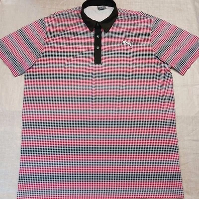 Camisa Polo de Golf Puma Go Time Cuadros y Rayas Para Hombre Talla L Negra y Roja Foto 1 de 4