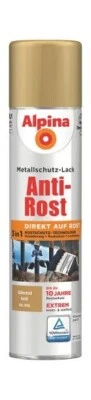 Alpina Metallfarbe, Rostprimer etc Anti Rost Spray Glänzend 400ml RAL1036 Gold - Bild 1 von 2