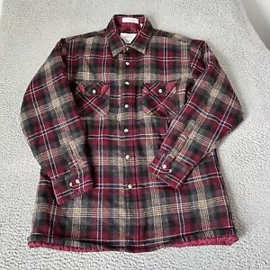 Vintage Northwest Shirt Adult Large Red Blue Flannel Wool Shacket Mens 90s - Picture 1 of 14