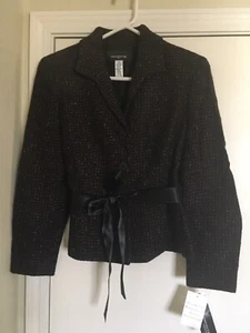 Jones New York Blazer Black Plaid Jacket Wool Blend Size 10P 10 Petite A - Picture 1 of 5