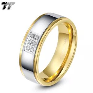 TT Two-Tone Gold Stainless Steel Wedding comfort Band Ring Size 6-15 (R299) NEW - Picture 1 of 1
