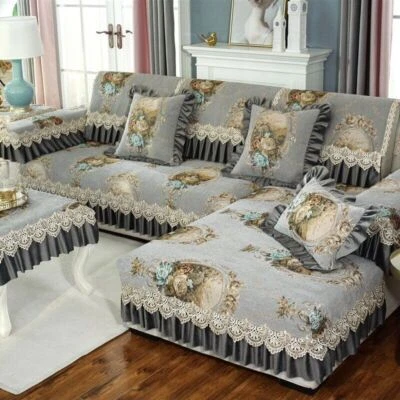 Embroidery Lace Sofa Cover Non-slip Couch Covers Towel for Living Room Slipcover - Image 1 of 4