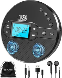 Portable CD Player Bluetooth Rechargeable 2000Mah Battery Anti-Skip LCD FM Radio - Picture 1 of 7