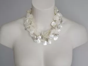 Collar de cadena nácar cristal puntas/gotas 3 Rhg macizo 267,4 g/44-47 cm - Imagen 1 de 8