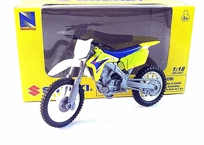 SUZUKI RM-Z450 NEWRAY 1/18 YELLOW DIECAST MOTORCYCLE COLLECTOR'S MODEL,RARE,NEW - Image 1 of 4