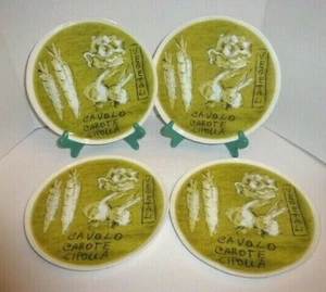 CRATE & BARREL,Italy 4 9 1/2"D. Plates Vegetable Motif, Appear Unused, A+ Condit - Picture 1 of 6