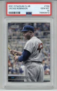 2021 TOPPS STADIUM CLUB #184 JACKIE ROBINSON CARD DODGERS PSA 10 LOW POP RARE - Picture 1 of 2