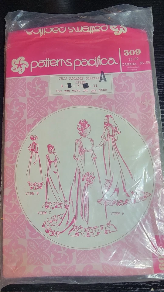Patterns Pacifica 309, Sizes 3/5/7/9/11 Misses Formal Gowns/Holoku Dress UNCUT - Image 1 of 3