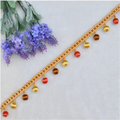 1M POM POM Bobble Trim Fringe Curtain Sewing Tassel Balls Trimming Ribbon US - Image 1 of 4