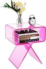 Table Modern Design Clear Home Decor Display End Table for Living Room (Pink)