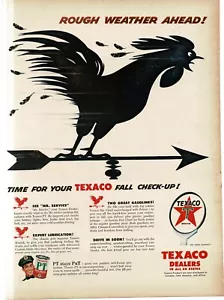 1956 Texaco Havoline Motor Oil rooster weather vane silhouette Vintage Print Ad - Picture 1 of 1