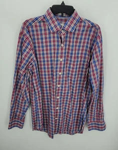 Camisa Peter Millar Para Hombre Grande Azul Blanco Rojo Cuadros Manga Larga Botón Algodón - Imagen 1 de 8