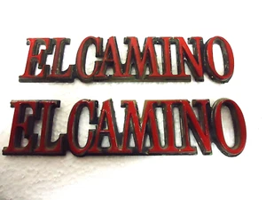 2 Original Vintage El Camino Car Emblems Red/Black Shadowing! See Pictures! F/S! - Picture 1 of 2