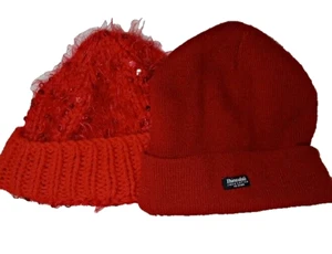 Lot of 2 Warm Red Beanie Caps (incl. 1 x 40g Thinsulate Cap) Warm Winter Hats - Picture 1 of 10