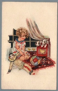CR1948 Cartoline augurali: Bambina con Pierrot - Picture 1 of 1